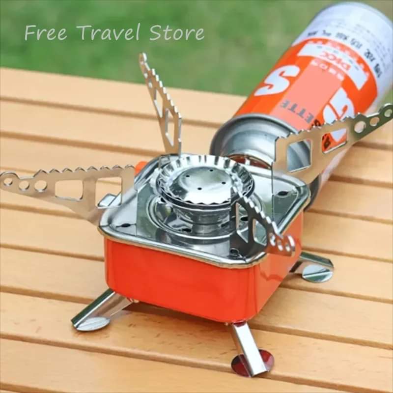 WINDPROOF CAMPING STOVE WITH CYLINDER STRONG FIRE POWER COMPACT ADJUSTABLE OUTDOOR HIKING GAS BURNER